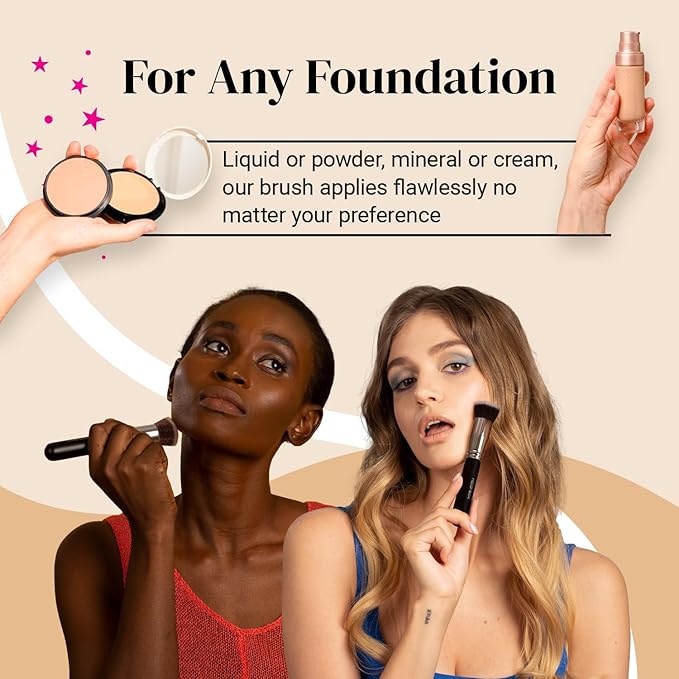 Black & White Kabuki Foundation Brushes Bundle By KESHIMA - Regular Size - Premium Makeup Brushes for Liquid, Cream, and Powder