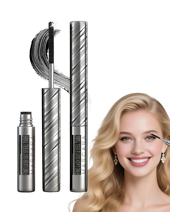 Black Iron Wand Mascara, 3D Curling Eye Lashes, Waterproof Mascara Volume and Length, Long Lasting Smudge-Proof, Metal Wand, Volumizing, Lashes Extensions, No Flaking Tint, Women's Day Makeup Gift-01
