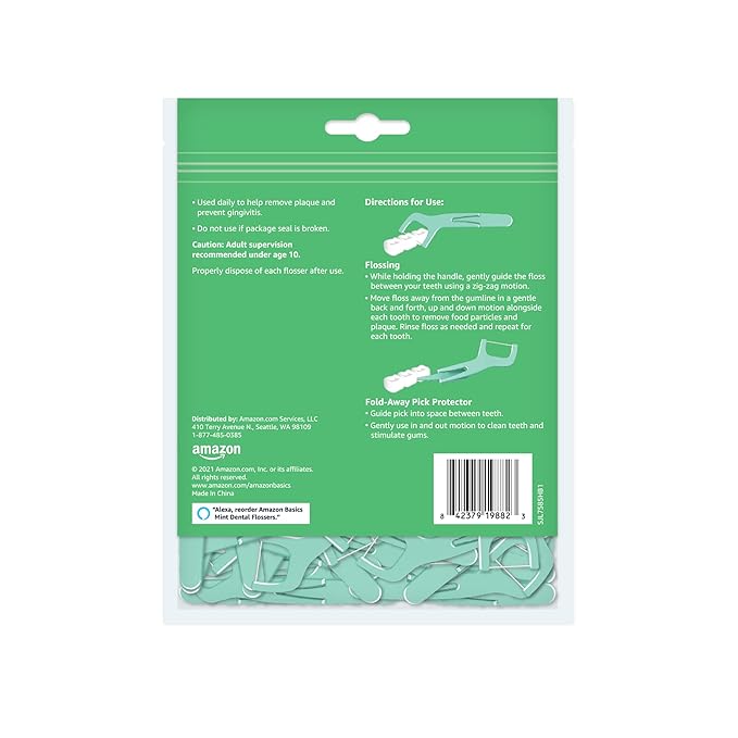 Amazon Basics Mint Dental Flosses, 540 Count (Pack of 72)