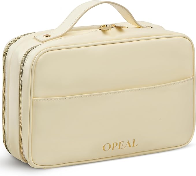 OPEAL Women’s Travel Makeup Organizer – Waterproof Modular Cosmetic Case with Compartments, Elegant Toiletry Bag for Carry-On & Daily Essentials, Cream