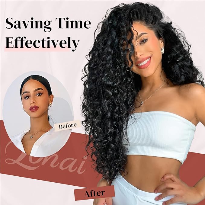 LONAI Hair Extension,9PCS Brown 22" Curly Clip in Hair Extensions LN002 Long Soft Thick Synthetic Hairpieces for Women-Blonde to Light Blonde
