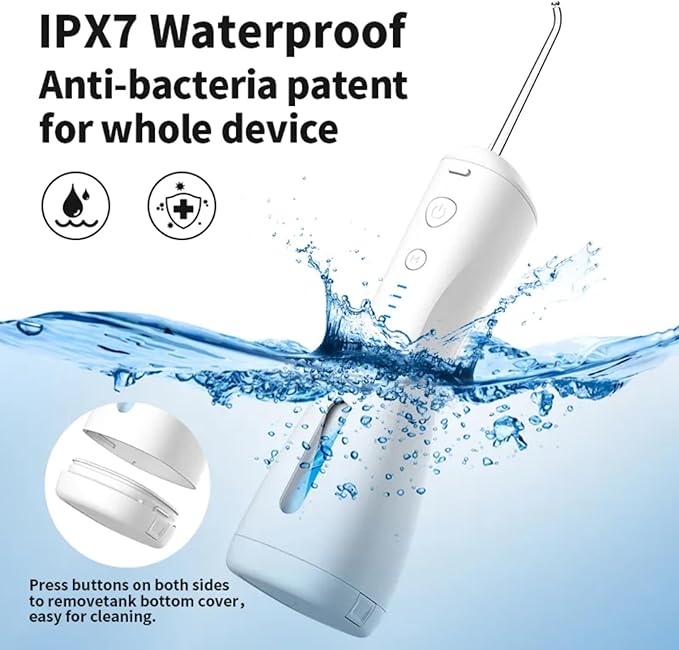 Portable Cordless Water Flosser for Teeth Cleaning – 6 Modes, 30-140 PSI, USB Type-C Rechargeable 2000mAh Battery, IPX7 Waterproof, 4 Nozzles, Ultra-Quiet, Travel-Friendly Oral Irrigator (Black)