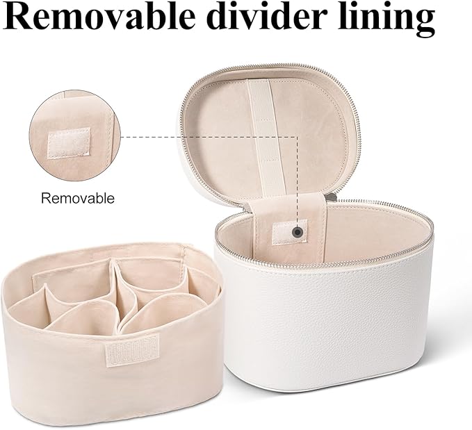 honitty Makeup Bag, Travel Make up Case with Compartments and Handle, Portable Cosmetic Organizer Bags,Toiletry Bag for Women