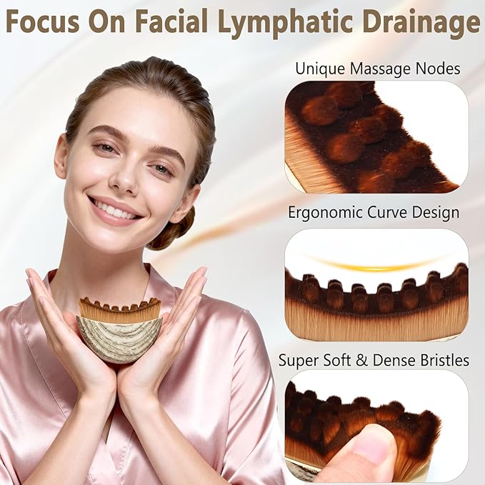 NTIERA New Lymphatic Contour Face Brush,2026 Jawline Sculpting Lymphatic Drainage Massager,Dry Brush Facial Tool for Puffiness Detox & Glow,Manual Skincare Brushs,Ultra Soft PBT Bristles