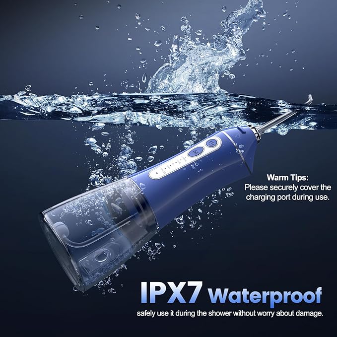 Water Picks for Teeth Cleaning and flossing, 5 Modes Rechargeable Cordless Oral Irrigator 320ml Water Tank Teeth Cleaner, IPX7 Waterproof Portable Electric Dental Flossers for Home and Travel,Blue
