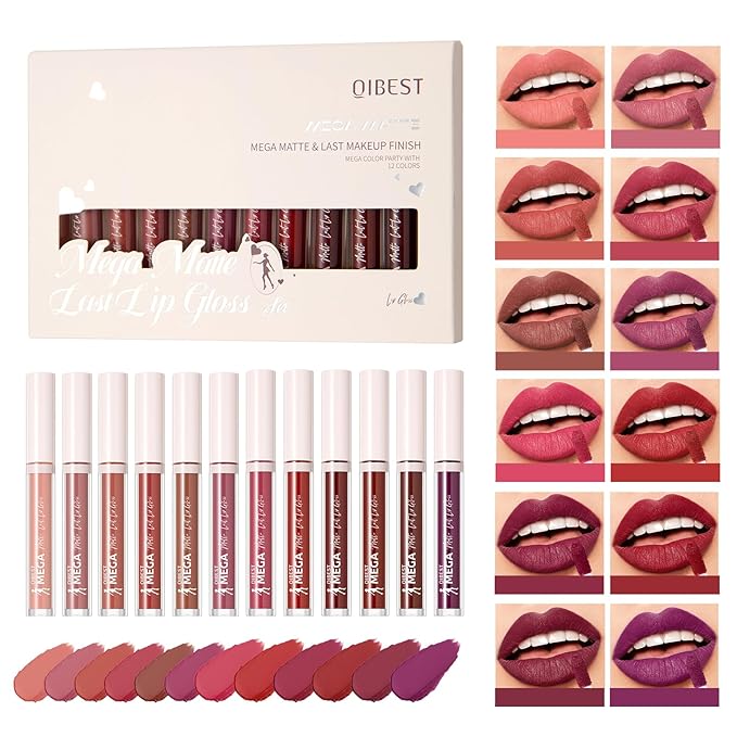 12 Colors Lip Gloss Set for Women, Hydrating Shiny Lip Glaze with High Pigment, Moisturizing Non-Sticky Lip Tint Set, Glossy & Nude Shades for Daily Makeup, Long-Lasting Lip Color Gift Kit (Set A)