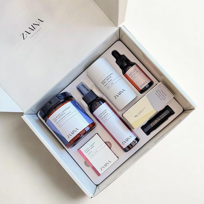 ZAAINA Spa Gift Set for Her - Luxury Self Care Spa Kit for Women, Valentine Spa Gift Basket, Pampering At Home Bath and Body Relaxation Spa Package, Gifts for Mom Wife Friend, Birthday Gifts for Women