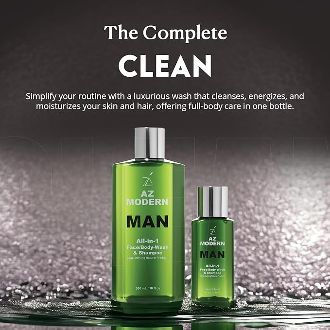 Ageless Zen 3-in-1 Face Wash, Body Wash & Shampoo 10.14 + 2 FL OZ | To Wash Away Sweat, Dirt & Excess Skin Oils | Odor Cleansing Aloe Vera & Jojoba Oil Formula | For All Skin Types