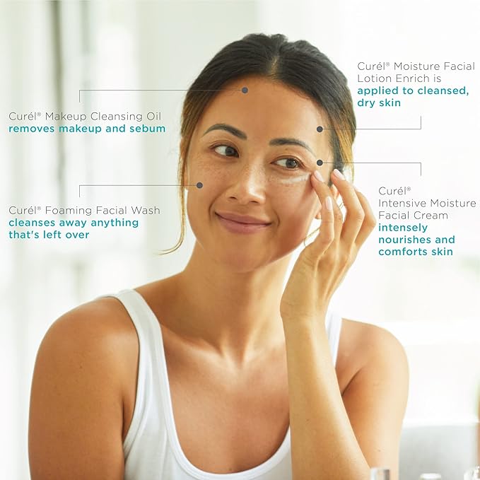 Curel Japanese Skin Care Travel Size Toiletries, for Dry, Sensitive Skin, Travel Size Face Wash, Lotion, & Makeup Remover