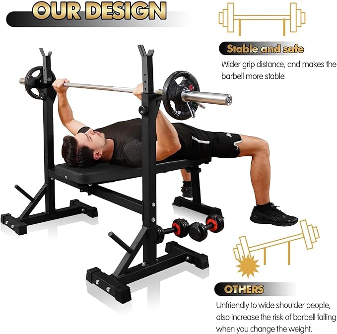 Bench Press, CANPA Olympic Weight Bench with Squat