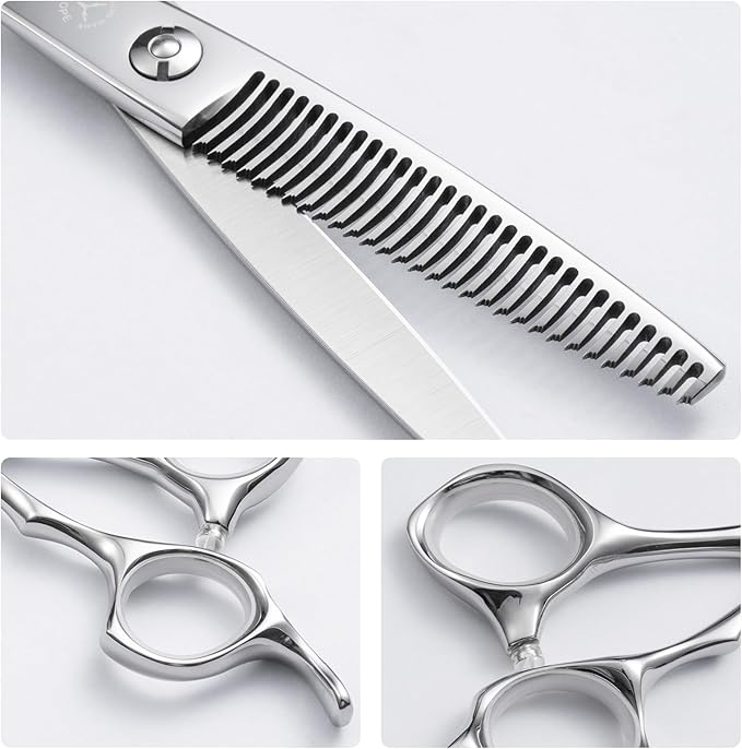 6” Professional Hair Thinning Scissors, VG10 Steel, 30 Teeth Blending Shears with 30% Thinning Rate, Lightweight Ergonomic Design for Barbers, Stylists & Home Use