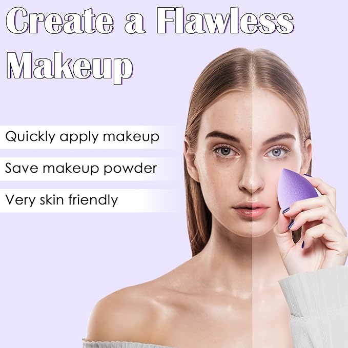 GZIXBDA Makeup Brush Set, 49Pcs Makeup Tool Set Premium Synthetic Foundation Concealers Powder Eye Shadows Makeup Brushes Kit for for Beginner Professional, Purple