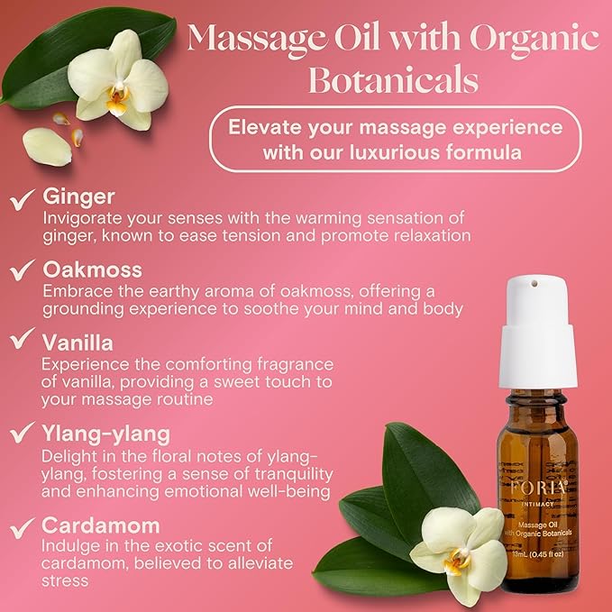 Foria Passion Play Kit - Organic, All-Natural Travel Set Designed for Women - Awaken Oil & Massage Body Oil