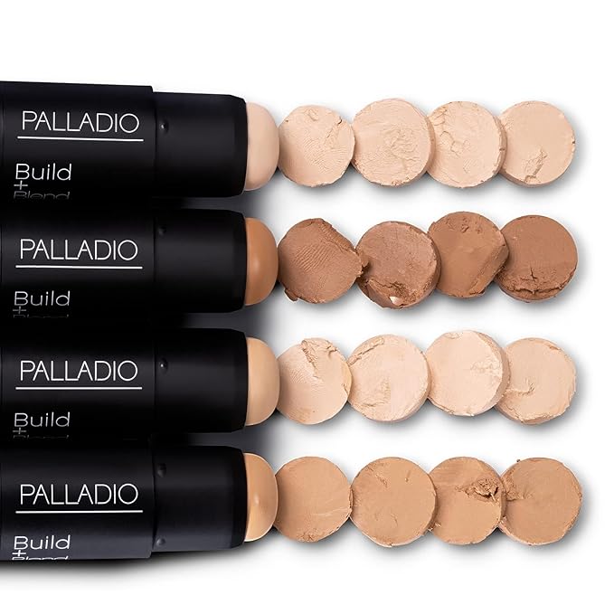 Palladio BUILD + BLEND Foundation Stick, Contour Stick for Face, Professional Makeup for Perfect Look, 0.25 Ounce (Mocha)