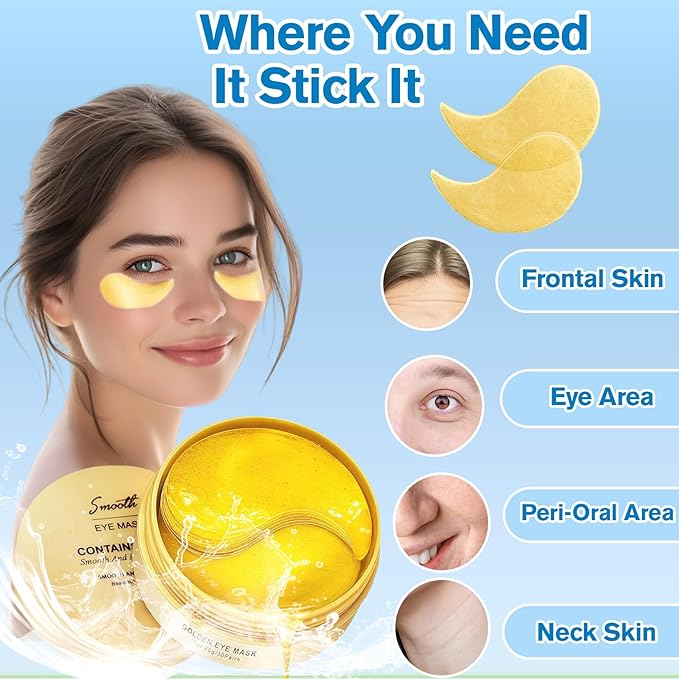 Lktvys Gold Eye Patches 2-Pack (120 PCS) - Anti-Wrinkle & Firming Under Eye Gel Mask, Instantly Brighten Dark Circles, Luxury Collagen Treatment for Women, Wrinkle Patches for Eye Area