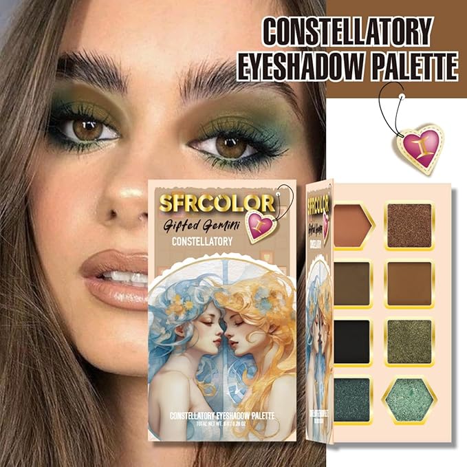 12-Color Zodiac Eyeshadow Palette, Matte Metallic Shimmer Pressed Pigments, Highly Pigmented Makeup Palette for Professional & Daily Eye Makeup (8284 Gemini)