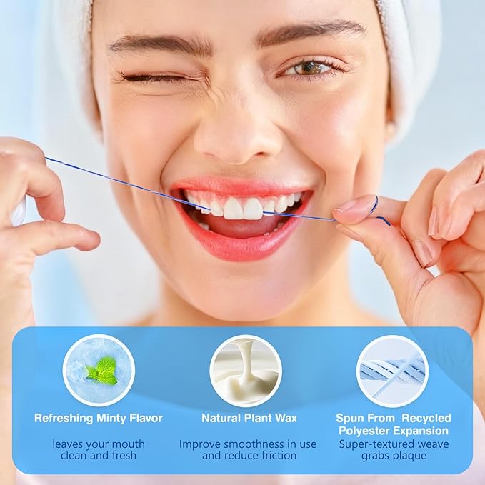 Woven Dental Floss, Expandable Waxed Dental Floss for Gentle,Oral Care Whitening Dental Floss,Plaque Remover for Teeth, Kid-Friendly String Floss,Mint,20 Spools (32.8 yd Each)