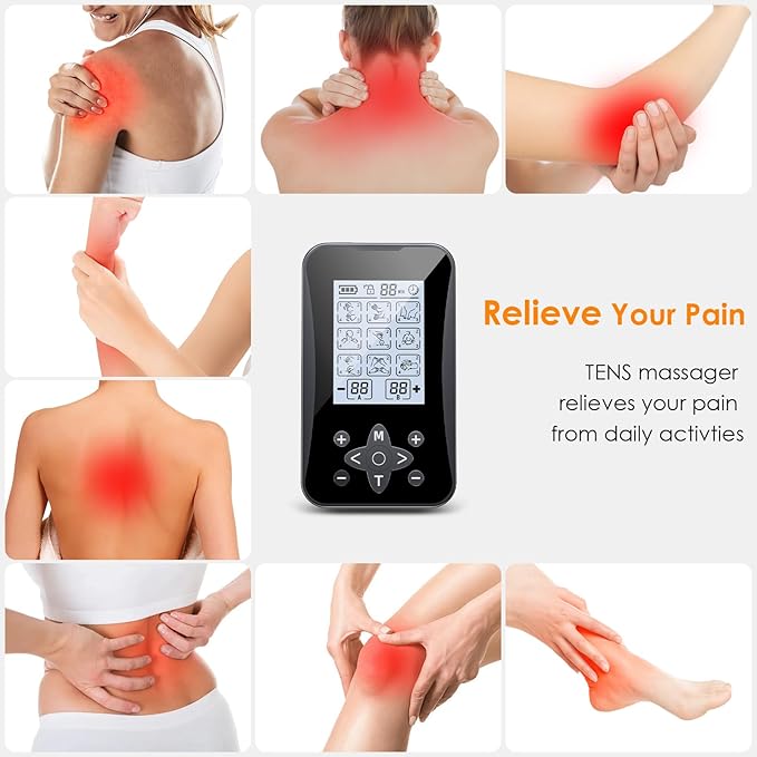 TENS Unit Muscle Stimulator 36 Modes, Rechargeable Dual Channel TENS Machine for Pain Relif Muscle Massager with 12 Premium Electrode Pads and Dust-Proof Storage Bag MH-1088