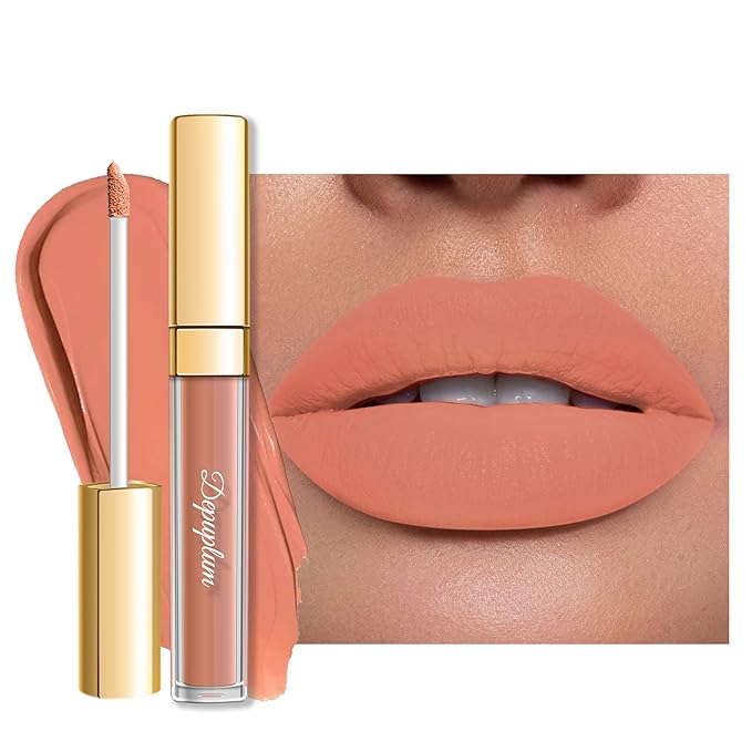 Depuplum Peach Lipstick Matte for Women Superstay Nude Long Lasting Lipstick Smudgeproof Liquid Lipsticks Cruelty Free Lip Makeup, DM14 Peach Nude