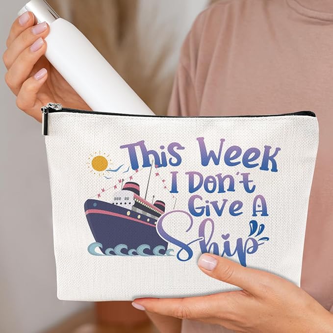 Funny Cruise Ship Cosmetic Bag Cruise Gifts Summer Vacation Cruise Trip Makeup Bag Gifts for Cruise Lovers Women Bestie Her Girls Trip Gifts Favors Makeup Pouch Bags Birthday Christmas Graduation