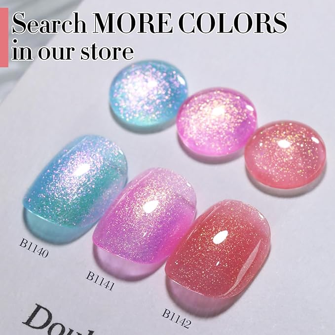 Double Rhythm 15ML Glitter Gel Polish Shimmer Reflective Holographic Color Magnetic for Nail Art Salon DIY at Home (B1142)