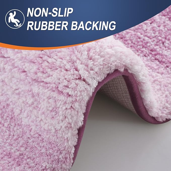 OLANLY Bathroom Runner Rugs 59x24, Extra Soft Absorbent Microfiber Bath Rugs, Rubber Backing, Quick Dry, Washable Bath Mats for Bathroom Floor, Tub and Shower, Home Decor Accessories, Pinkish-Purple