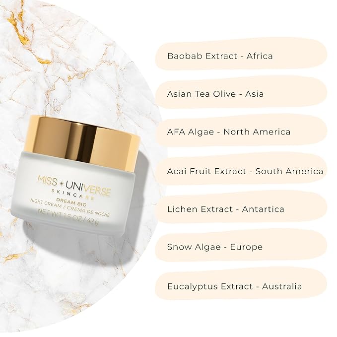 Miss Universe Skincare Dream Big Night Cream 42g, Anti-Aging Face Moisturizer, Facial Skin Care Product with Hyaluronic Acid and Glycolic Acid, Moisturizer Face Cream, Vitamin C Face Cream for Women