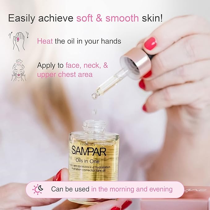 SAMPAR - Oils In One Hydration Corrector with Hyaluronic Acid, Raspberry & Borage Oil - Prevents Dehydration, Enhances Skin & Wrinkle Care - All Skin Types - Cruelty-Free, Made in Paris (1 oz)