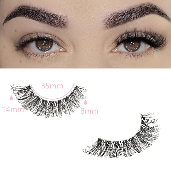 FARRED Cat Eye Lashes Natural Eyelashes Short Wispy Lash Strips Volume Cateye False Eyelash Medium Length Fake Lashes Natural Looking Hybrid Clusters Full Demi Wispies Strip Pestañas (A1 | 8-14MM)