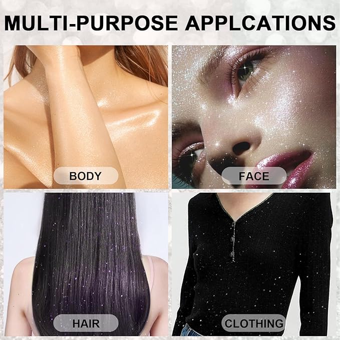 Hair and Body Glitter Spray, 1PC Peal White Glitter Hairspray Dry Powder Makeup for Clothes, Festival Rave Prom Loose Sparkle Powder,Holographic Ultra Fine Resin Glitters for Crafts (1PC Peal White)