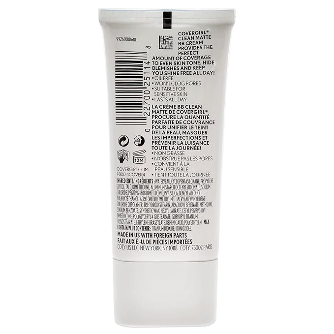 COVERGIRL - Clean Matte BB Cream, Oil-Free, Long-Lasting, 100% Cruelty-Free