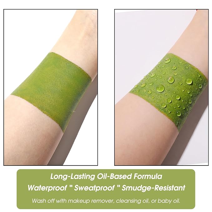 BOBISUKA Green Face Paint Stick, Full Coverage Face Painting for Adults Children – Sweatproof Waterproof Body Paint for Halloween Cosplay SFX