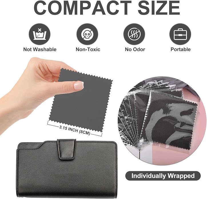 SEVENWELL 50pcs Jewelry Cleaning Cloth Pink Polishing Cloth for Sterling Silver Gold Platinum Small Polish Cloth 8x8cm