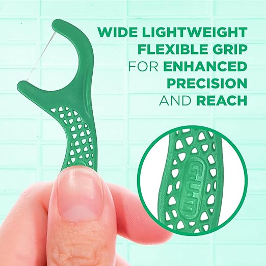 GUM Professional Clean Floss Picks - Extra Strong Shred-Resistant Floss, Easy Grip Handle - Dental Flossers for Adults - Fresh Mint Flavor, 90 Count (Pack of 6)