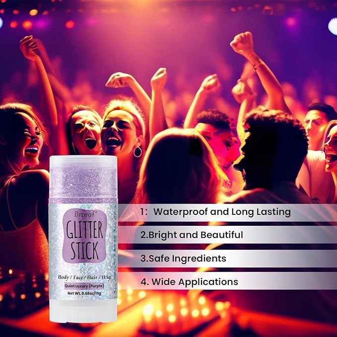Brzeaf Fairy Costume Body Face Glitter, Shimmery&Long Lasting, Waterproof Chunky Glitter for Face/Body/Hair/Eyes, Singer Concert Music Rave Festival