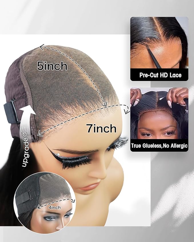 Burmese Curly Glueless Wigs Human Hair Pre plucked Pre Cut, 6x4 HD Lace Front Wear and Go Glueless Wig Water Wave Curl for Women 180% Density 28 inch