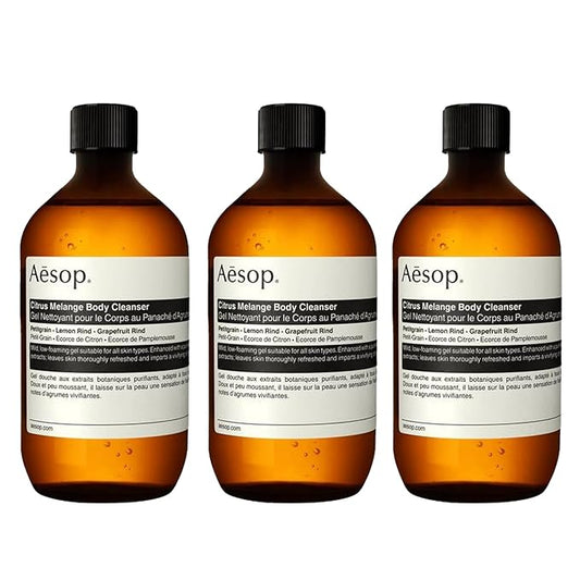Aesop Citrus Melange Body Cleanser Refill | Gentle Low-Foaming Gel Cleanser for Skin | Citrus Aroma with Botanical Extracts | 16.9 oz / 500 mL (Pack of 3)