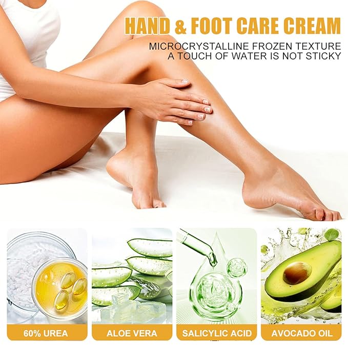 60% Urea plus 2% Salicylic Acid Foot Cream Moisturizer for Dry Cracked Feet Knees Elbows Hands Hydrates &Nourish Foot Care for Softens Skin Exfoliates Dead Skin Smoothing Skin Women and Men 1.41oz