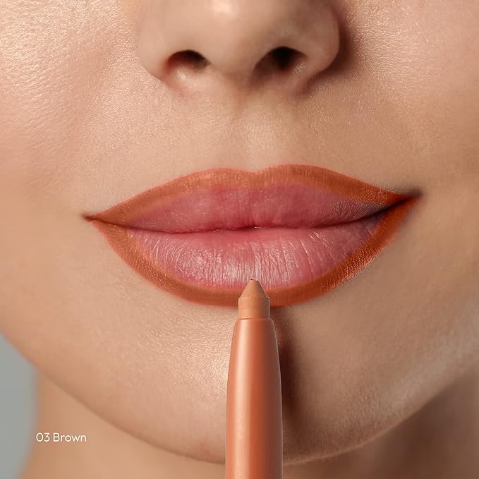 Professional Lip Liner, Long-Lasting Luxury Intense Lipliner, Creamy Retractable Easy to Use Richly Pigmented Lip Liner Pencil 3 PCS (Brown)