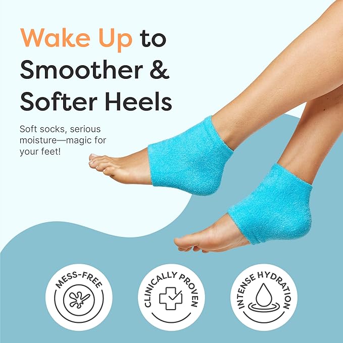 ZenToes Moisturizing Socks for Cracked Heel Treatment, Vitamin E, Olive Oil and Jojoba Oil Infused Heel Socks, Galentines Day Gifts, Self Care Gifts for Women (Fuzzy Blue, Wide Width)