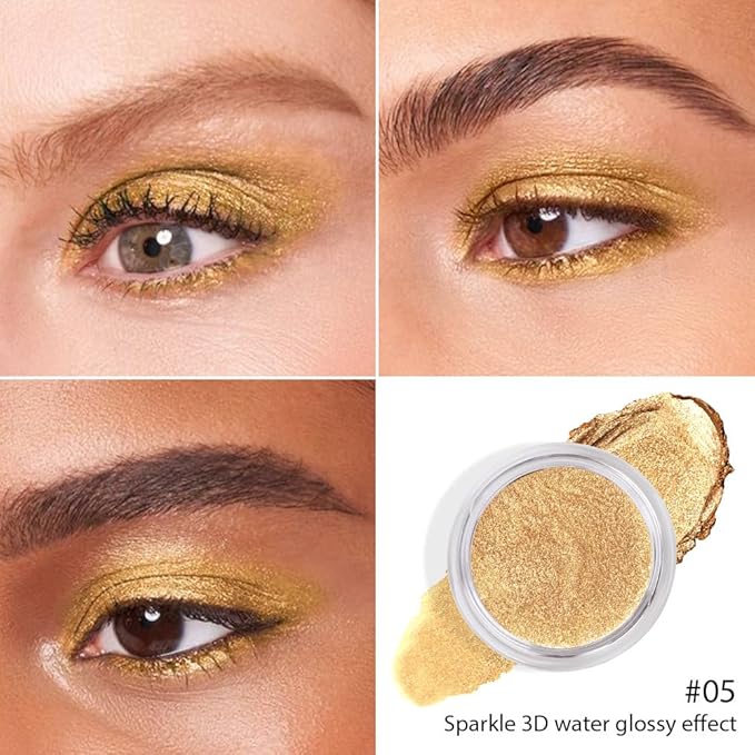 Gold Mousse Shimmer Monochrome Eyeshadow, Neutral Matte Cream Monochrome Eye Shadow Pallette, Long-Lasting Waterproof Blendable sombras para ojos, Mini Eyeshadow(05#, Pack of 1)