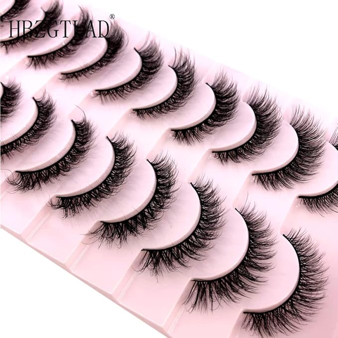HBZGTLAD Soft Mink Eyelashes 3D Curl Winged End Eye Elongated Fake Lashes Thick Handmade Natural False Eyelash Messy Cross Lash Wholesale (FT-08)