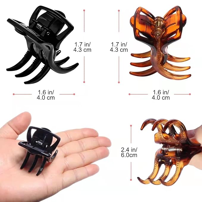 4-Piece Medium Hair Claw Clips for Women-Versatile Small Claw Clips for Thin & ThickHair, 2 Stylish Designs (Flower shape & JawClips),Perfect Hair Accessories for Women & Girls
