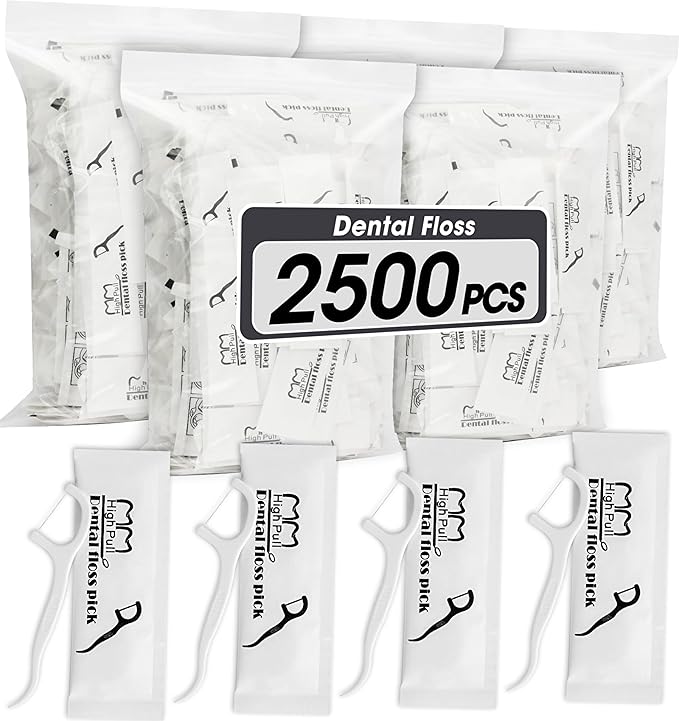AZEN 2500 Count Dental Floss Bulk, Individually Wrapped Floss Picks, Toothpicks Flossers for Adults, Ideal Travel Flossers for Deep Cleaning