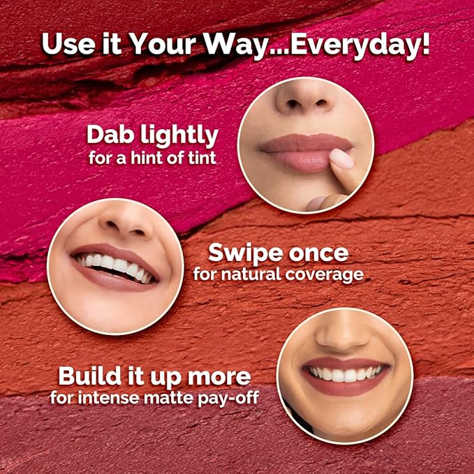 MAMAEARTH Moisture Matte Lipstick (Peach Nude) | Infused with Vitamin E | 12-Hour Long Stay & 8-Hour Moisture Lock | Cruelty-Free & Smudge-Proof | 0.07 Oz/2g