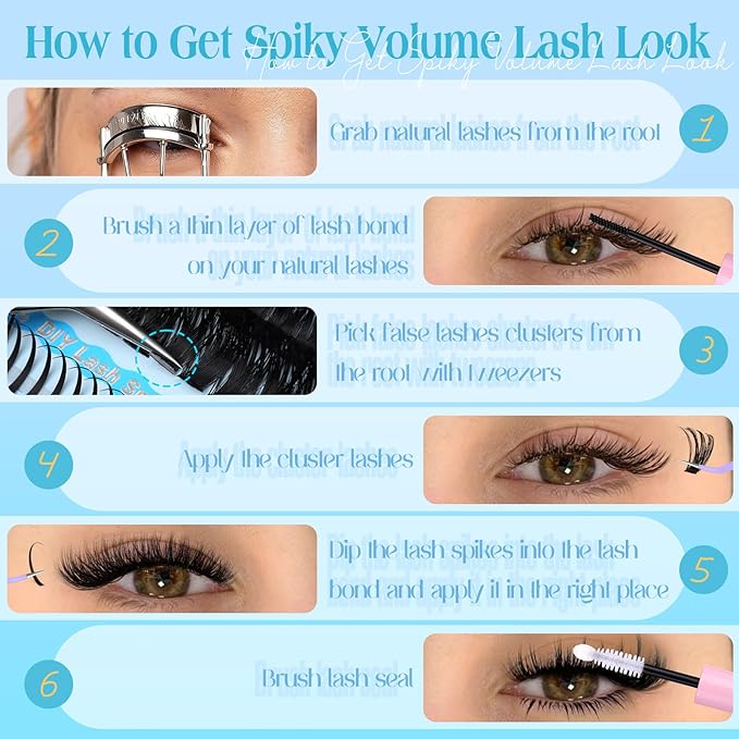 calphdiar Lash Clusters DIY Lash Spikes Eyelash Clusters 436pcs 100D Fluffier Lashes Clusters Spiky Individual Lashes with Bottom Lashes 5-21mm False Eyelashes D-Curly Manga Cluster Eyelash Extensions