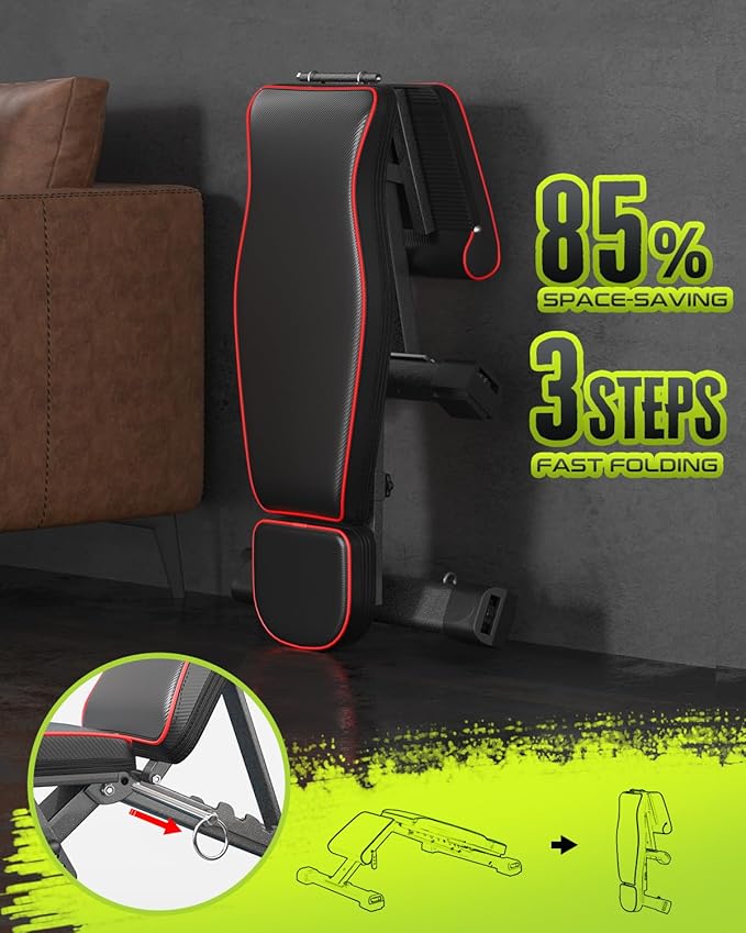 Adjustable Weight Bench for Bench Press 880LBS Stable 90 Degree