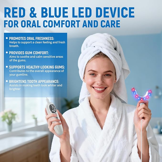 RED+Blue, RED, Blue Light Therapy for Gums, LEDs Periodontal Light, Gum Health Repair Bleeding Gums and Teeth Whitening Accelerator, with Tray Storage Case