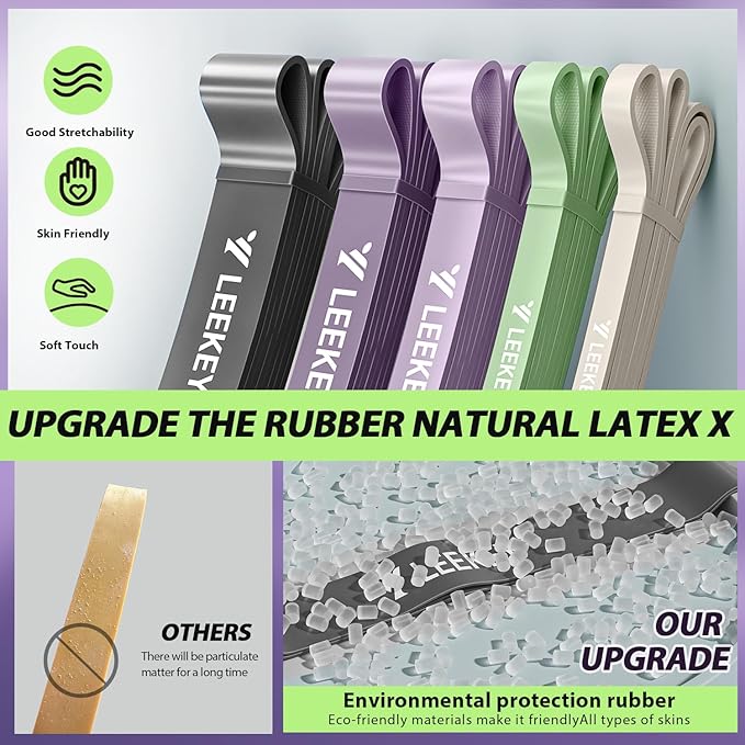 LEEKEY Resistance Bands, Exercise Bands with Handles,Pull Up Assist Bands - Band Set with Door Anchor - Bands for Working Out,Band for Men and Women Fitness Training,Home Workouts
