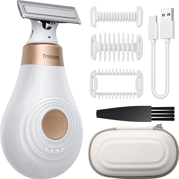 2026 New Bikini Trimmer for Women - Small But Powerful Electric Razors, Intimate Pubic Hair/Lady Facial Painless Removal, USB-C Cordless Body Shaver for Trip, Replaceable Wet/Dry Blade, White